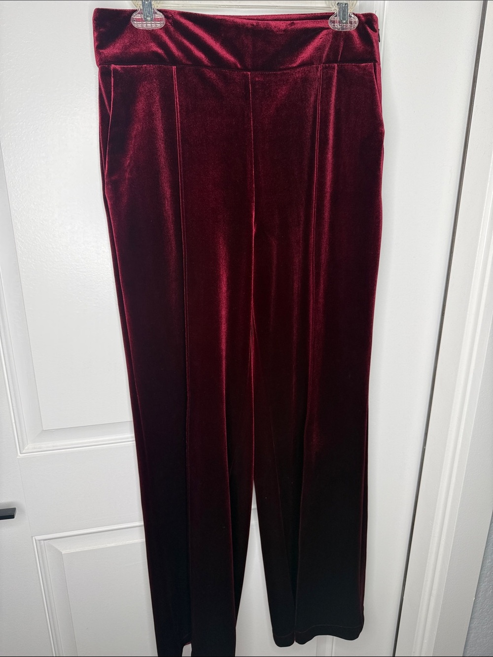 INC Women’s Velvet Wide-Leg Pants in Deep Burgundy